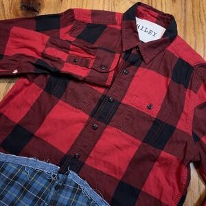Riley Vintage X‎ American Eagle Shirt Womens M/L Plaid Lightning Bolt Shirt Boho